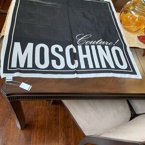 Moschino Black and White Logo Scarf